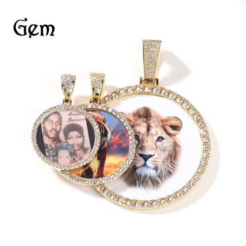 Hip Hop Xl Grand Cercle Photo Pendentif Or Argent Rose Or Rond Diy Pendentif Collier Lvn1448