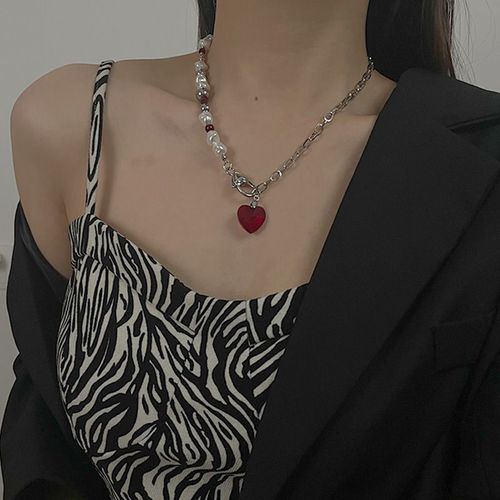 Sense Crystal Love Collier Femme Titane Acier Ne Se Décolore Pas Ins Perle Clavicule Chaîne Femme Lvn1962