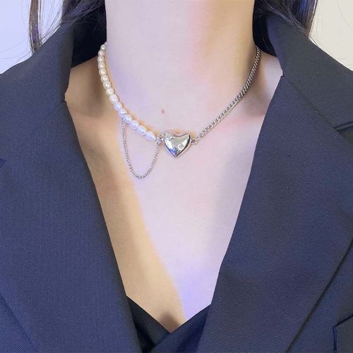 Perle Couture Amour Pendentif Titane Acier Collier Femme Ins Clavicule Chaîne Collier Lvn2069