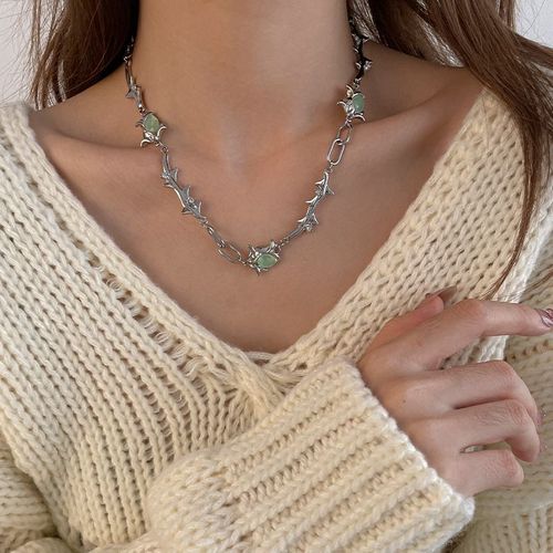 Collier D'épine De Fleur Verte Femme Ins Chaîne De Clavicule Fille Chaude Lvn2029