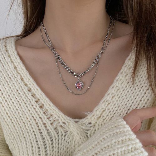 Collier Amour Rose Femme Ins Sweet Cool Spice Girl Chaîne Double Clavicule Lvn2028