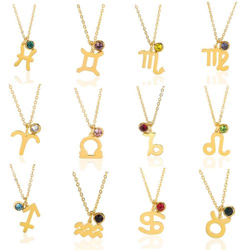 Collier Zodiaque Collier Pierre Lion Doré Hommes Et Femmes Couple Colliers Lvn2156