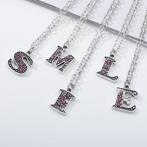 Frottis Huile Couleur Diamant Pendentif 26 Lettres Collier Femme Nom De Famille Créatif Alphabet Pinyin Clavicule Chaîne Lvn2202
