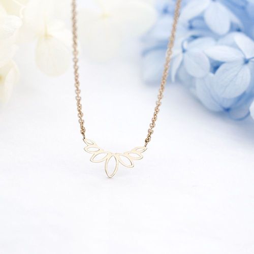 Feuille Fleur Collier Femme Acier Inoxydable 304 Matériel Or Rose Longue Chaîne Collier Femme Lvn2275