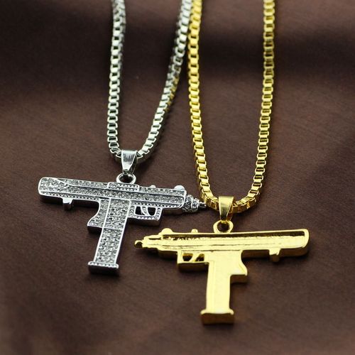 Pendentif Hip Hop Collier Diamant Zirconium Pendentif Mitraillette Pour Hommes Et Femmes Lvn2365