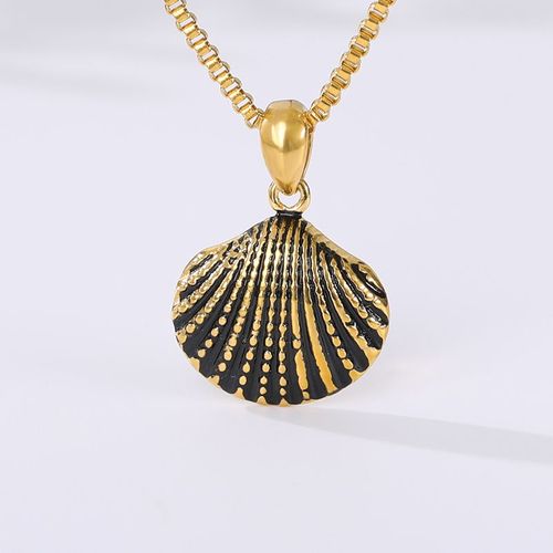Collier En Acier Inoxydable Pour Homme Et Femme Avec Pendentif Plaqué Or Et Coquillage De Plage Bohème Lvn2336