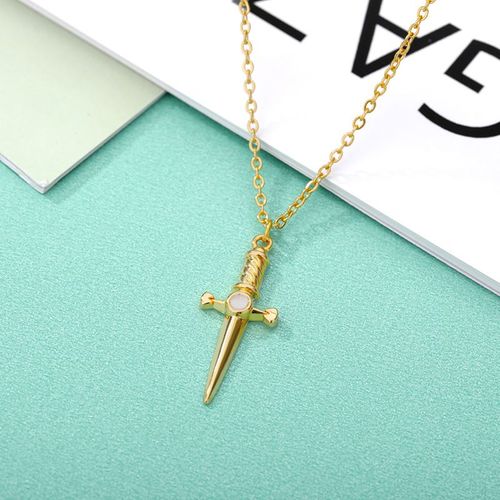 Collier Épée Courte Plaqué Or Collier Chevalier Homme Pendentif Collier Hip Hop Lvn2400