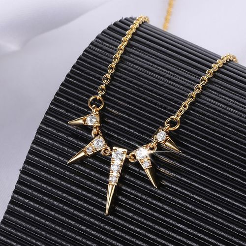 Ins Or Conique Rivet Pendentif Zircon Collier Cou Chaîne Égyptien Vintage Collier Lvn2568
