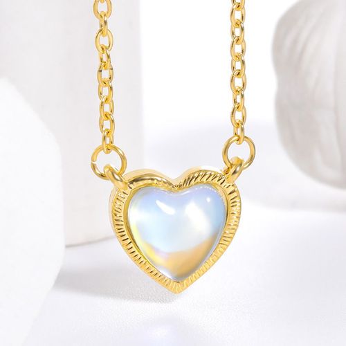 Collier Coeur Opale Incrusté Pendentif Collier Femme Collier Coeur Lvn2562