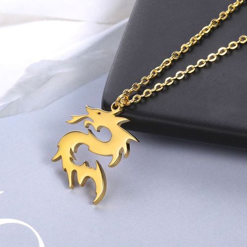 Collier Dragon Or Rose En Acier Inoxydable Collier Homme Et Femme Pendentif Éléphant Animal Série Éléphant Lvn2584