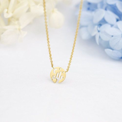 Collier Rond Géométrique Or Rose Argent Acier Inoxydable Lune Cactus Pendentif Collier Femme Lvn2680