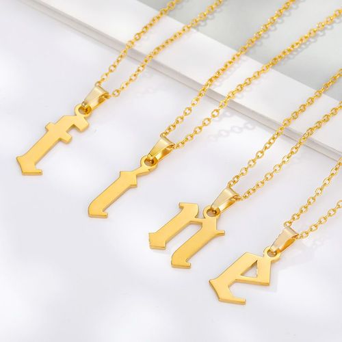 Collier 26 Lettres Anglaises Minuscules Acier Inoxydable Lettre Collier Lettre Collier Pendentif Lvn2667