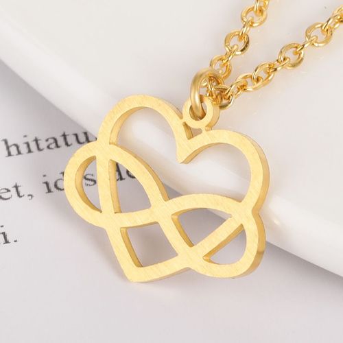 Collier Pendentif Coeur D'amour Pour Filles Exquises Chaîne En Os De Serpent En Argent Plaqué Or Lvn2697