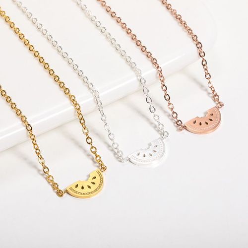 304 Acier Inoxydable Fruit Pendentif Citron Collier Doux Petite Fille Fraîche Collier Bicolore En Option Lvn2694