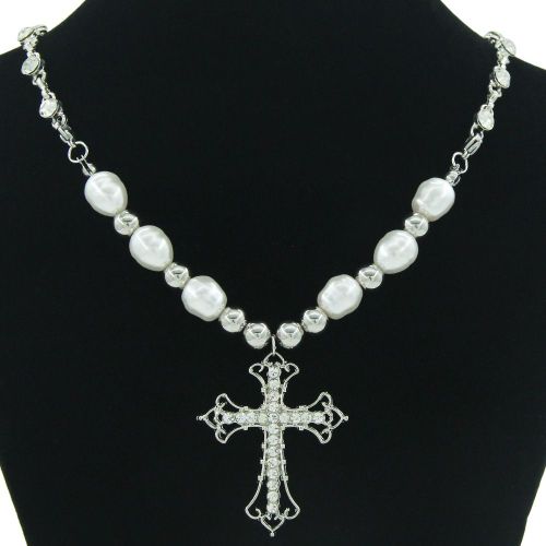 Doux Cool Diamant Croix Pendentif Collier Perle Diamant Chaîne Épissage Collier Femmes Porter Clavicule Chaîne Collier Lvn2781
