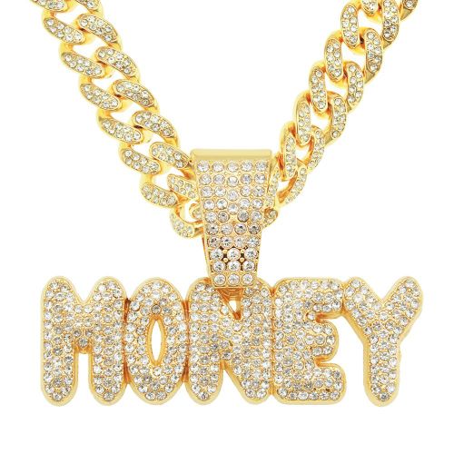 Hip-Hop Plein Diamant Lettre Pendentif Collier Hipster Exagéré Punk Large Chaîne Cubaine Clavicule Chaîne Lvn2783