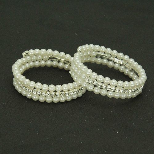 Bracelet Femme Diamant Perle Triple Spirale Large Bracelet Femme Mariage Lvn2834