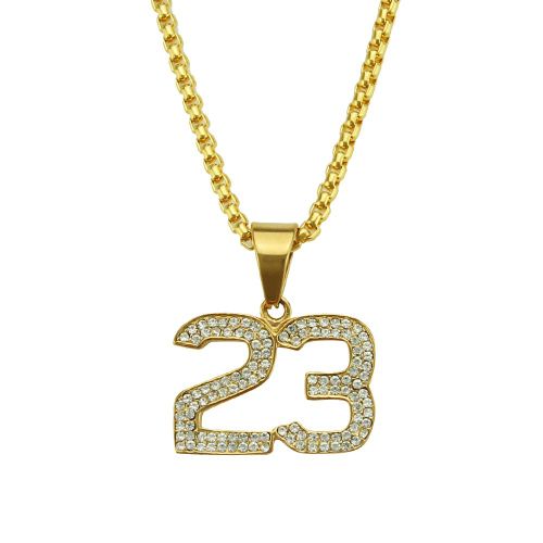 Tide Marque Hiphop Hip-Hop Plaqué Diamant 23 Collier Pendentif Numéro Pour Hommes Et Femmes Hipster Lvn2942