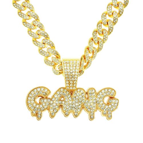 Ins Hip Hop Diamant En Trois Dimensions Lettre Pendentif Collier Gang Hommes Hipster Cool Chaîne Cubaine Lvn2981