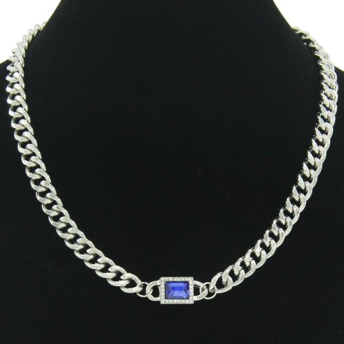 Ins Blogger Collier Hip Hop Cool Saphir Chaîne Cubaine Collier Femmes Lvn3026