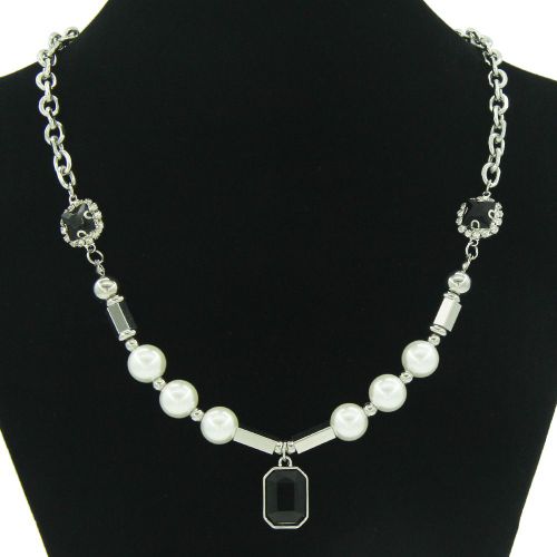 Street Hip Hop Hommes Et Femmes Perle Noire Collier De Pierres Précieuses Chaîne De Clavicule Couple Hipster Lvn3025
