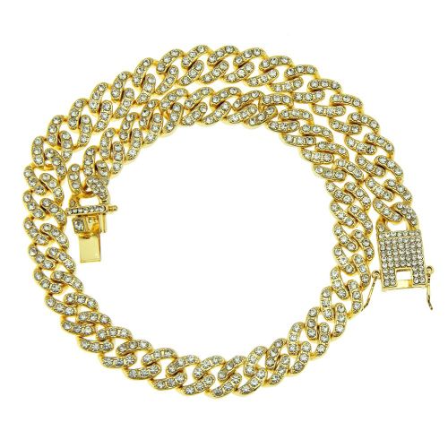 Collier Cubain Incrusté De Diamants En Alliage Hip-Hop Pour Homme, Chaîne Complète En Diamant, Grande Chaîne En Or, Largeur 13 Mm Lvn3076