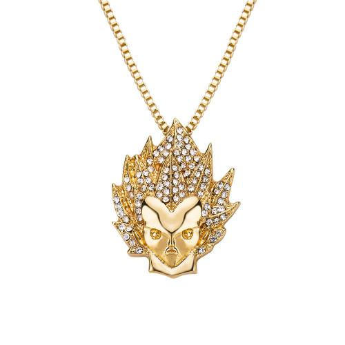 Portrait De Dessin Animé Pendentif Long 14k Dragon Ball Goku Collier Lvn3198