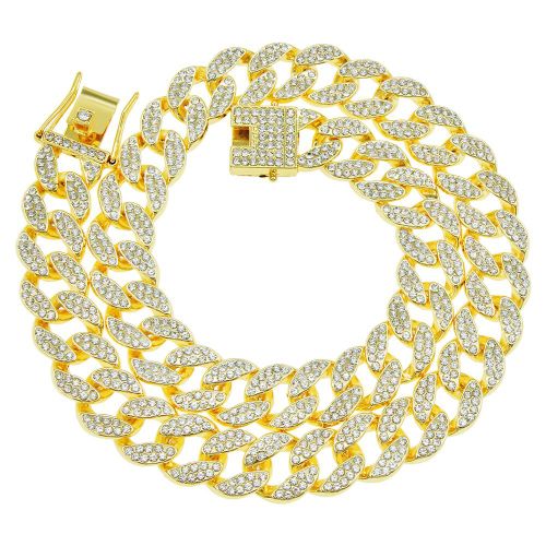 Hip-Hop Exagéré Complet Diamant Chaîne Cubaine Collier Hipster Hommes Dominateur Rap Hip-Hop Porter Collier Lvn3211