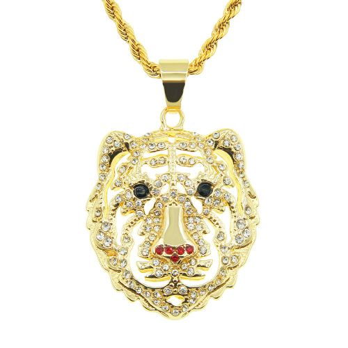 Hip-Hop Complet Diamant Tête De Lion Pendentif Collier Hipster Hommes Hip-Hop Danse Porter Chandail Chaîne Lvn3261