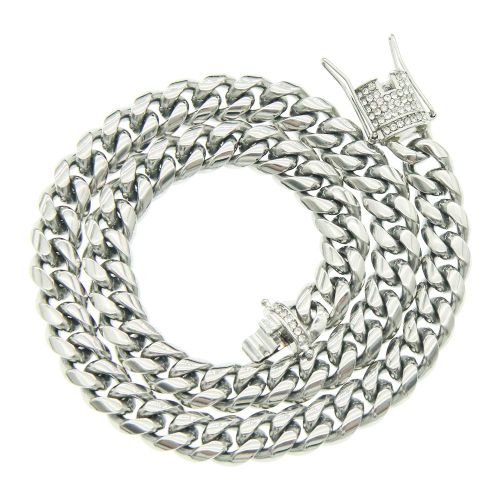 Collier De Chaîne Cubaine En Acier Titane Brillant À La Mode Pour Moto Pour Hommes Assorti Rétro Lvn3299