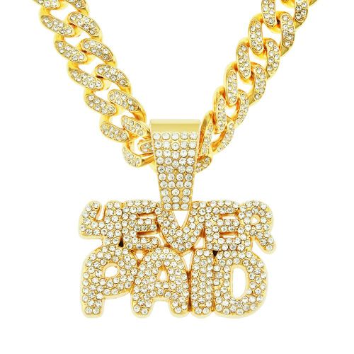 Hip-Hop Plein Diamant Couture Lettre Pendentif Clavicule Chaîne Grande Boucle Large Chaîne Cubaine Hipster Collier Lvn3324
