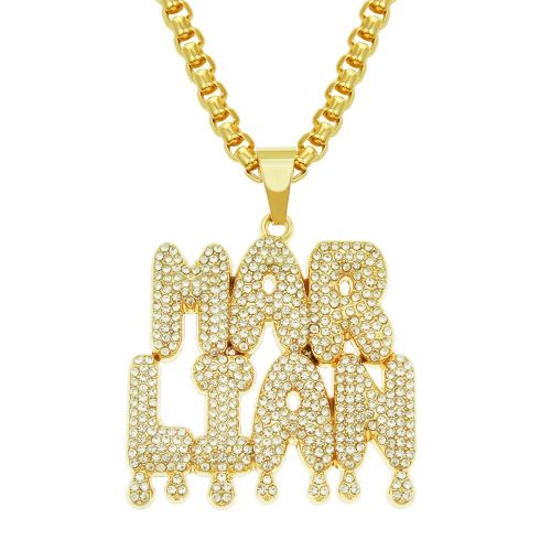 Hip-Hop Plein Diamant Couture Lettre Pendentif Hipster Dominateur Punk Hommes Collier Pendentif Lvn3319