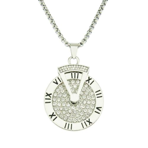 Collier Pendentif Platine À Chiffres Romains À La Mode Pour Hommes Et Femmes Lvn3313