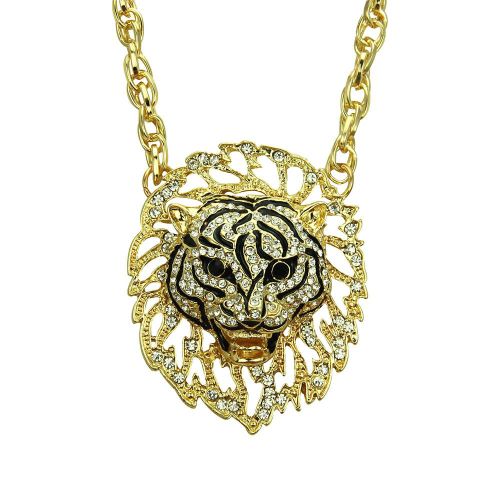 Collier Pendentif Tête De Lion Tridimensionnel En Diamant Creux Créatif Lvn3442