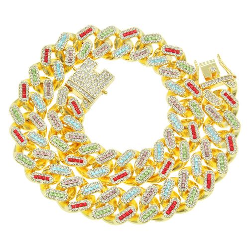 Hip-Hop Hommes Plein Diamant Chaîne Cubaine Collier Hipster Discothèque Rue Clavicule Chaîne Collier Lvn3464