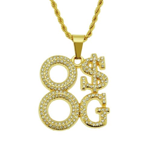 Collier Pendentif Lettre Symbole Diamant Hip Hop Pour Homme Lvn3458