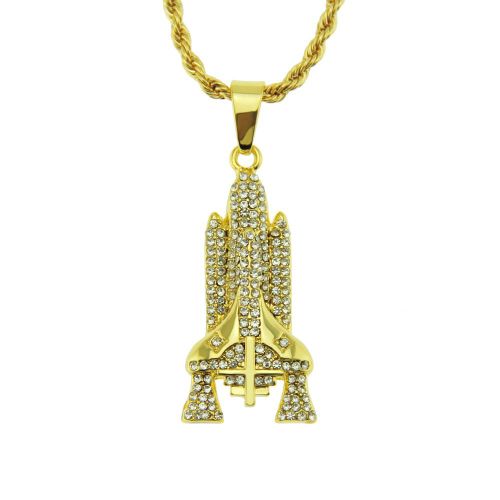 Collier Pendentif Fusée En Trois Dimensions Avec Diamant Hip Hop Ebay Lvn3492