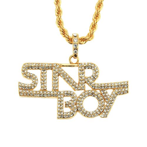 Collier Pendentif Alphabet Diamant Hip Hop Punk Pour Homme Lvn3544