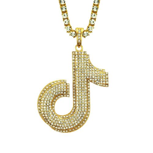 Collier Homme Hip Hop Note J Diamant Pendentif Pendentif Lvn3590