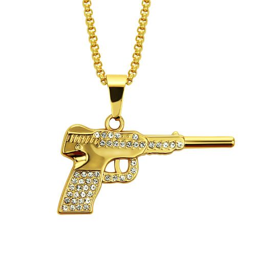 Hip-Hop Cool Diamant Pistolet Pendentif Hip-Hop Discothèque Collier Pendentif Hommes Lvn3597