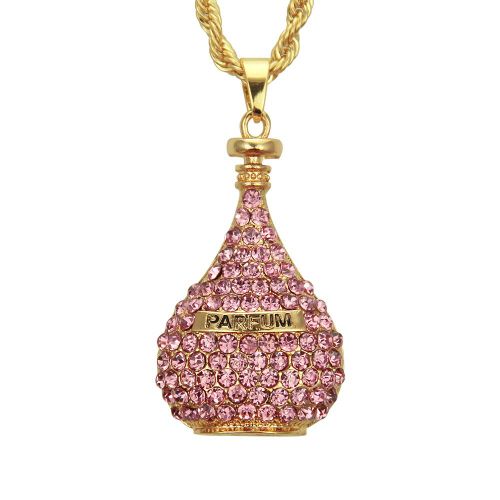 Collier Pendentif Bouteille De Parfum Lettre Diamant Tridimensionnel Long Pendentif Chaîne Pull Lvn3627