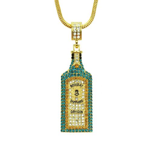 Collier Pendentif Bouteille De Vin En Diamant De Couleur Tridimensionnelle Pendentif Pour Homme Lvn3624