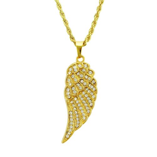 Collier Long Avec Pendentif En Diamant Et Ailes D'ange Pour Homme Et Femme Lvn3689