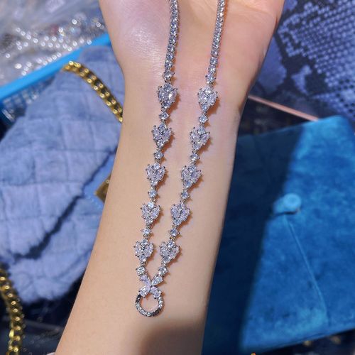 Collier Universel En Diamant Micro-Incrusté Bijoux Féminins Couleur Jadéite Trésor Tourmaline Pendentif Boucle Collier Universel Chaîne Universelle Lvn3856