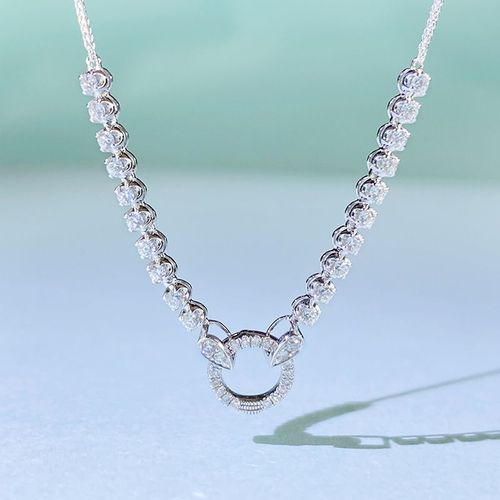 Réaliste Diamant Collier Pendentif Boucle Tête Boucle Universelle Haute Teneur En Carbone Diamant Clavicule Chaîne Collier Chaîne Universelle Lvn3884