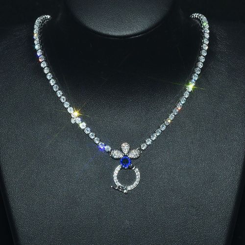 Collier Universel Imitation Zircon Plaqué Or Blanc 18k Bijoux Jade Jade Tourmaline Pendentif Boucle Lien Universel Femme Lvn3902