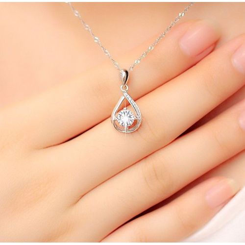 Cuivre Plaqué Argent Collier Court Femme Goutte D'eau Brillante Diamant Pendentif Clavicule Chaîne Lvn3955