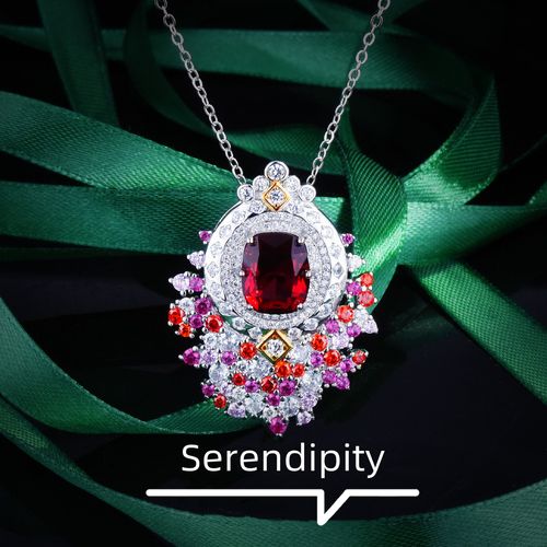 Bijoux Design Simulation Rupee Ruby Pendentif Grappe Incrusté De Diamants Collier Starlight Lvn3975