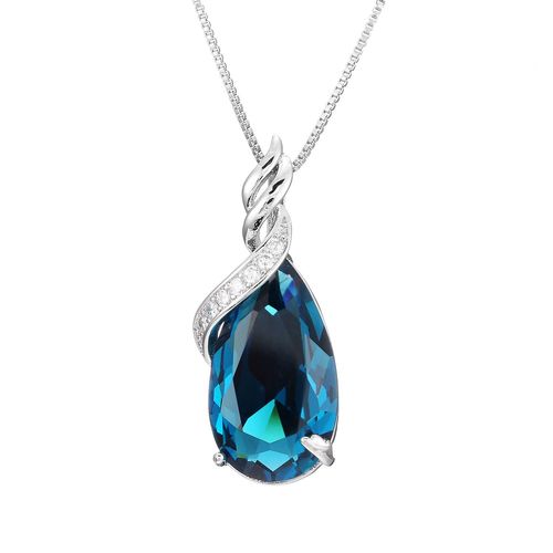 925 Plaqué Argent Forme De Goutte Saphir Saphir Synthétique Topaze Pendentif Collier Collier Pour Femme Lvn4005