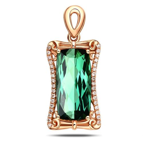 Bijoux 5 Carat Synthétique Tourmaline Verte Brésilienne Pendentif Femme Plaqué Or 18k Zircon Couleur Pierre Pendentif Lvn4054
